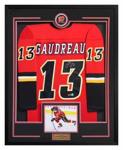 Johnny Gaudreau Calgary Flames Autographed Signed 20x24 Puck Frame