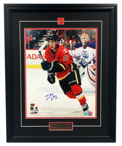 Johnny Gaudreau Calgary Flames Autographed Signed Battle of Alberta 26x32 Frame