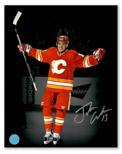 Johnny Gaudreau Calgary Flames Autographed Signed Celebration Spotlight 8x10 Photo