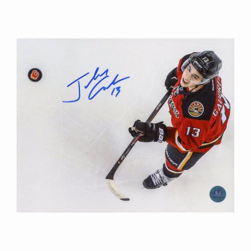 Johnny Gaudreau Calgary Flames Autographed Signed Puck Toss 8x10 Photo