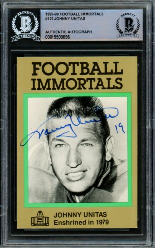 Johnny Unitas & Joe Namath Autographed Legends Wood Plaque BAS