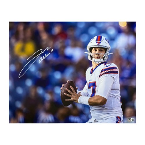 Josh Allen Framed White Jersey Beckett Autographed Signed Buffalo Bill