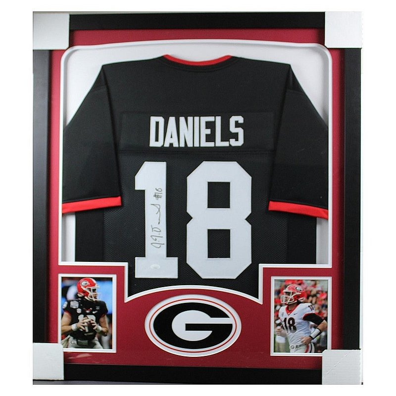 JT Daniels Autographed Signed Georgia Bulldogs Framed Deluxe Black Jersey - JSA Authentic