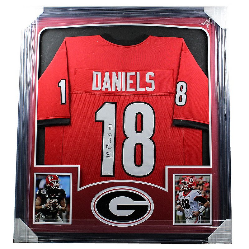JT Daniels Autographed Signed Georgia Bulldogs Framed Deluxe Red Jersey - JSA Authentic