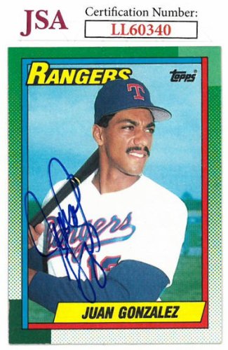 Major League Alumni Marketing Juan Gonzalez Autographed 96 & 98 Al MVP Rangers Replica Jersey - Tristar Authenticated