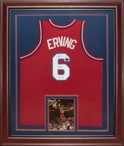 Philadelphia 76ers Julius Dr. J Erving Autographed Red Authentic