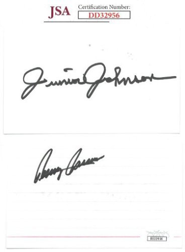 Junior Johnson & Benny Parsons dual Autographed Signed NASCAR 3x5 Index Card- JSA Hologram #DD32956