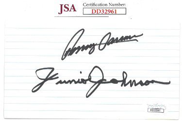 Junior Johnson & Benny Parsons dual Autographed Signed NASCAR 3x5 Index Card- JSA Hologram #DD32961