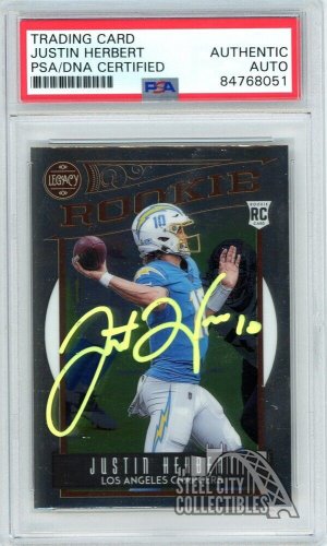 Justin Herbert 2020 Panini Chronicles Dynagon Auto Rookie Card #D-3 PSA/DNA  (Yellow)