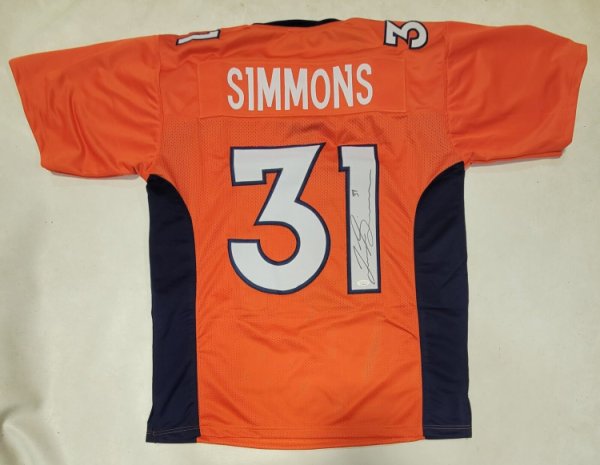 Autographed/Signed Justin Simmons Denver White Football Jersey JSA COA