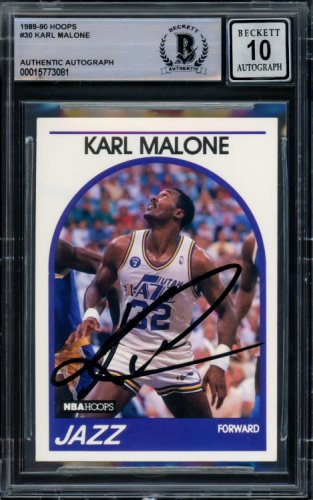 Utah Jazz Karl Malone Autographed White & Purple Authentic