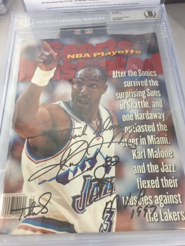 karl malone signed basketball