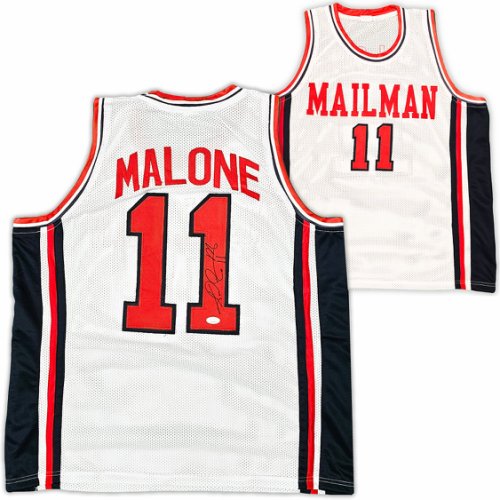 Utah Jazz Karl Malone Autographed White Authentic Mitchell & Ness Jersey  Size L Beckett BAS Stock #211874