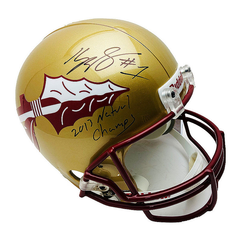 Kelvin Benjamin Autographed Signed Florida State Seminoles Riddell Full Size Replica Helmet - 2013 National Champs Inscription - Beckett Authentication