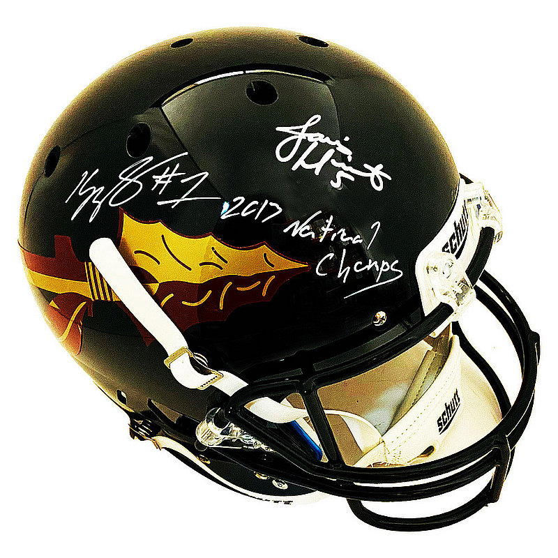 Kelvin Benjamin & Jameis Winston FSU Seminoles Autographed Signed  Full Size Schutt Replica Black Helmet w/ 2013 National Champs Inscription - Beckett & PSA/DNA Authentic