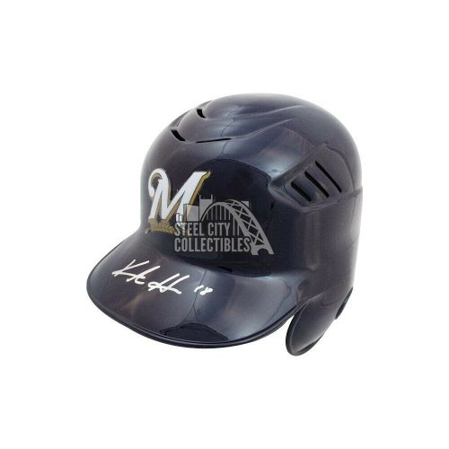Keston Hiura Autographed Signed Brewers Authentic Full-Size Batting Helmet - Beckett COA