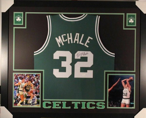 Kevin Mchale Autographed Signed Boston Celtics 35X43 Custom Framed Green Jersey (JSA COA)