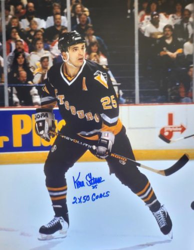 Kevin Stevens Pittsburgh Penguins ACTION Autographed 8x10 - NHL