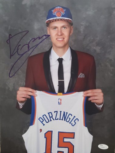 Kristaps Porzingis Autographed Signed 11X14 New York Knicks Photo JSA - Autographs