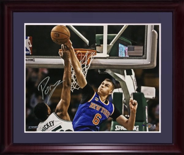 Kristaps Porzingis Autographed Signed Knicks 16X20 Block Photo Framed Autograph Steiner COA