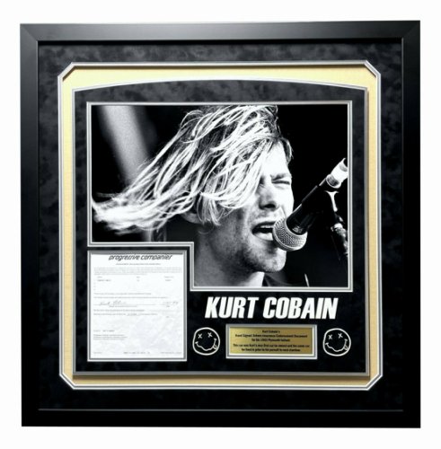 Kurt Cobain Autographed Signed Hand Car Insurance Policy Letter Framed JSA COA Autograph