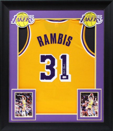 Kurt Rambis Autographed Signed Authentic Yellow Pro Style Framed Jersey Beckett Witnessed