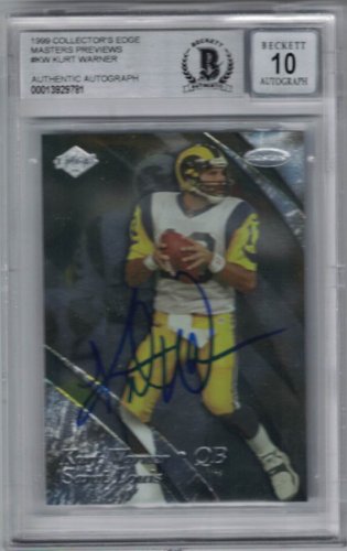 Kurt Warner Autographed Signed 1999 Edge Preview Kw Trading Card Beckett Slab 36342
