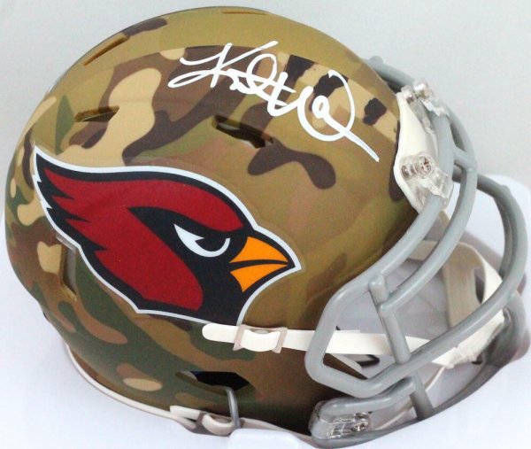 Kurt Warner Autographed Signed Cardinals Camo Speed Mini Helmet- Beckett W White