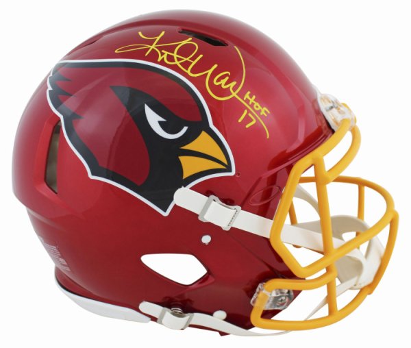 Kurt Warner Autographed Signed Cardinals "HOF 17" Flash Full Size Speed Proline Helmet Beckett W