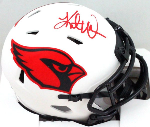 Kurt Warner Autographed Signed Cardinals Lunar Speed Mini Helmet- Beckett W Red