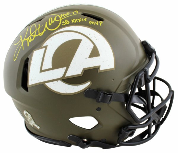 Kurt Warner Autographed Signed Rams 2X Insc Salute To Service F/S Speed Proline Helmet Beckett W