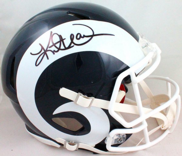 Kurt Warner Autographed Signed Rams White Horn Speed Authentic F/S Helmet- Beckett W Black
