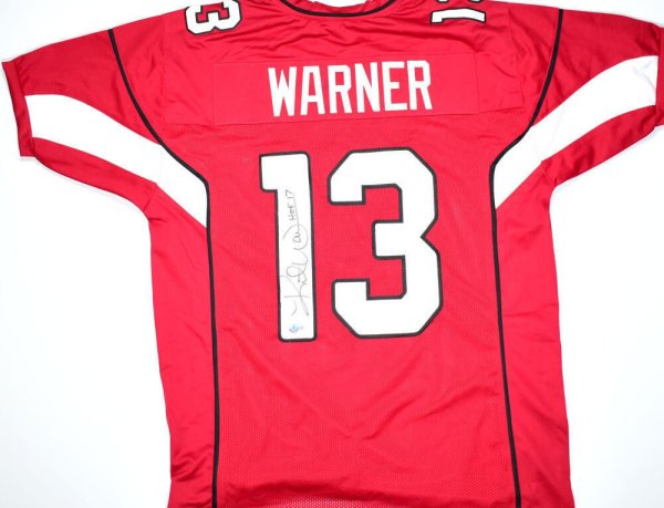 Kurt Warner Autographed Signed Red Pro Style Jersey With HOF-Beckett W Hologram Black