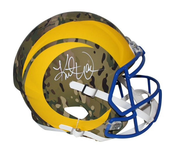 Kurt Warner Autographed Signed St Louis Rams F/S Camo Speed Helmet Beckett