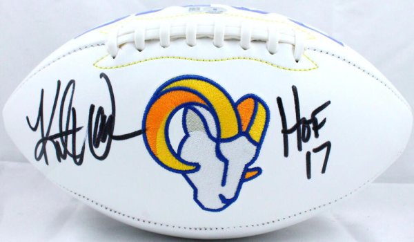 Kurt Warner Autographed Signed St. Louis Rams Logo Football With HOF-Beckett W Hologram