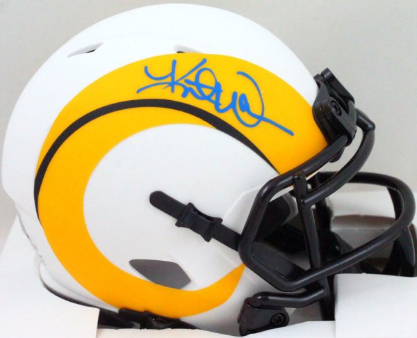 Kurt Warner Autographed Signed St. Louis Rams Lunar Speed Mini Helmet- Beckett W Blue