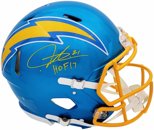 Ladainian Tomlinson Autographed Signed San Diego Chargers Flash Blue Full Size Authentic Speed Helmet HOF 17 Beckett Beckett Qr