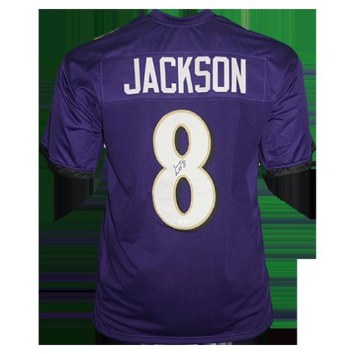 Lamar Jackson Autographed Signed Baltimore (Purple #8) Custom Jersey - JSA