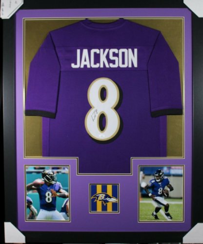 lamar jackson signed jersey framed
