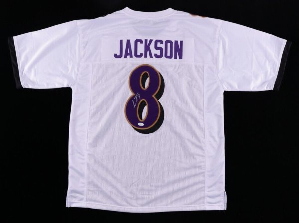 Lamar Jackson Signed Custom Purple Pro Style Football Jersey JSA 