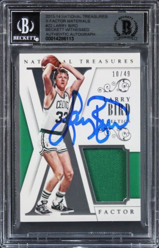 Larry Bird Autographed Signed 13 National Treasures Xfactor #22 #10/49 Card Auto 10 Beckett Slab