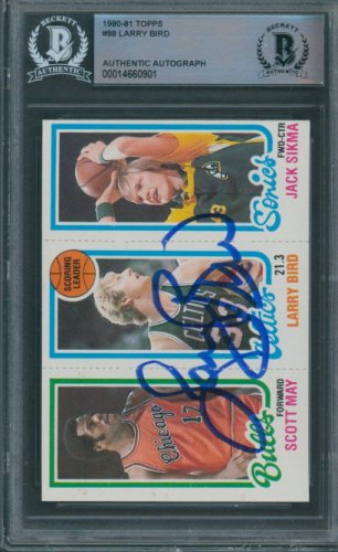 Larry Bird Autographed Signed 1980/81 Topps #98 Beckett Authentic Autograph 0901