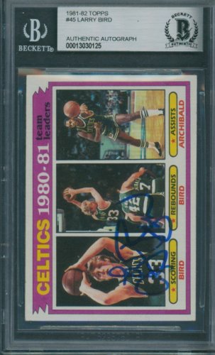 Larry Bird Autographed Signed 1981/82 Topps #45 Beckett Authentic Autograph 0125