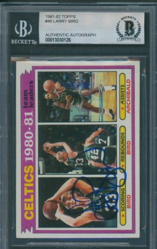 Larry Bird Autographed Signed 1981/82 Topps #45 Beckett Authentic Autograph 0126