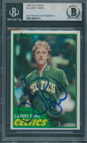 Larry Bird Autographed Signed 1981/82 Topps #4 Beckett Authentic Autograph 0114