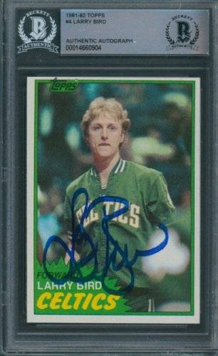 Larry Bird Autographed Signed 1981/82 Topps #4 Beckett Authentic Autograph 0904