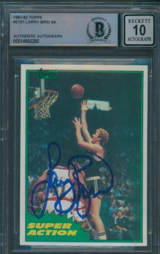 Larry Bird Autographed Signed 1981/82 Topps #E101 Beckett Authentic Auto 10 0265