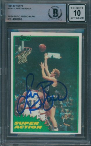 Larry Bird Autographed Signed 1981/82 Topps #E101 Beckett Authentic Auto 10 0266