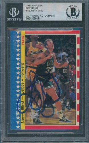 Larry Bird Autographed Signed 1987/88 Fleer Sticker #4 Beckett Authentic Autograph 0171