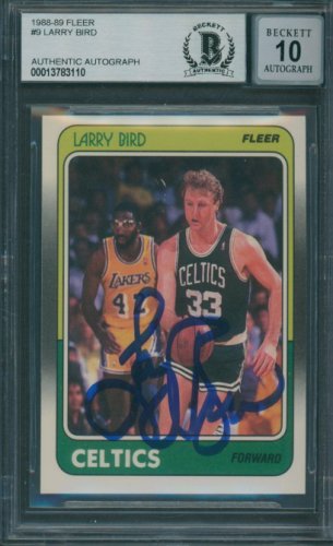 Larry Bird Autographed Signed 1988/89 Fleer #9 Beckett Authentic Auto 10 3110